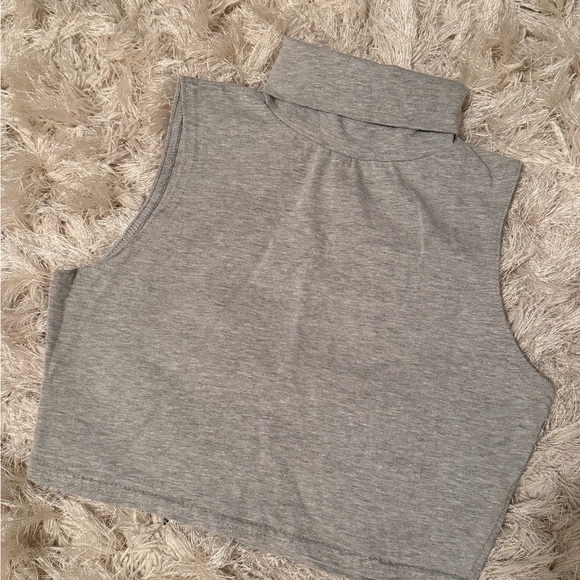 PrettyLittleThing Tops - BOGO 🛍️ Gray Sleeveless Turtleneck Crop Top